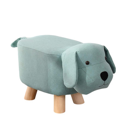 Tabouret pour enfant en forme de chien en peluche avec pieds en bois