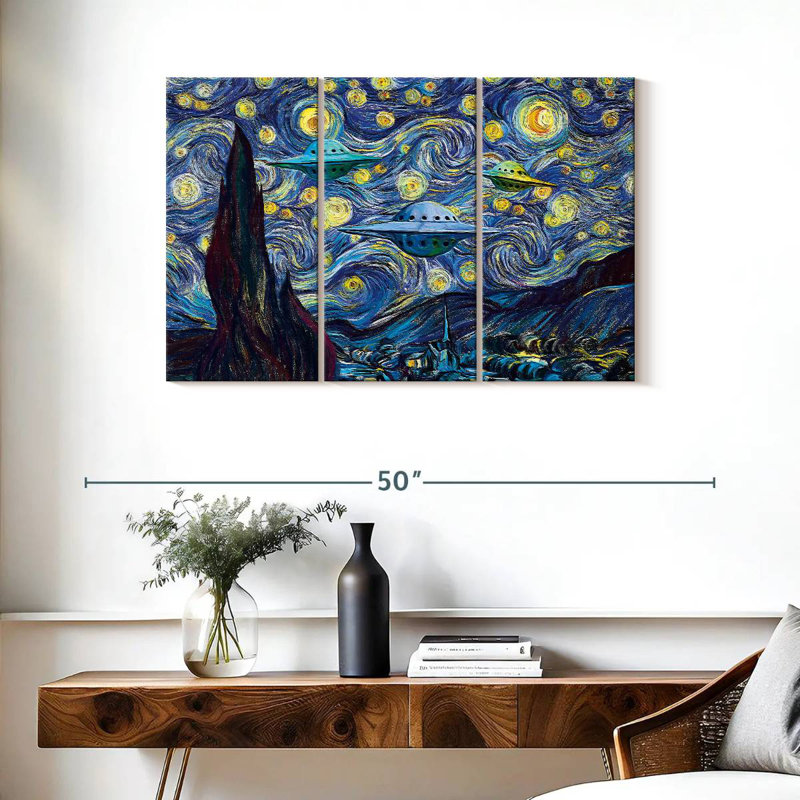 Kelan Alien Invasion Starry Night, 24" H x 38" W