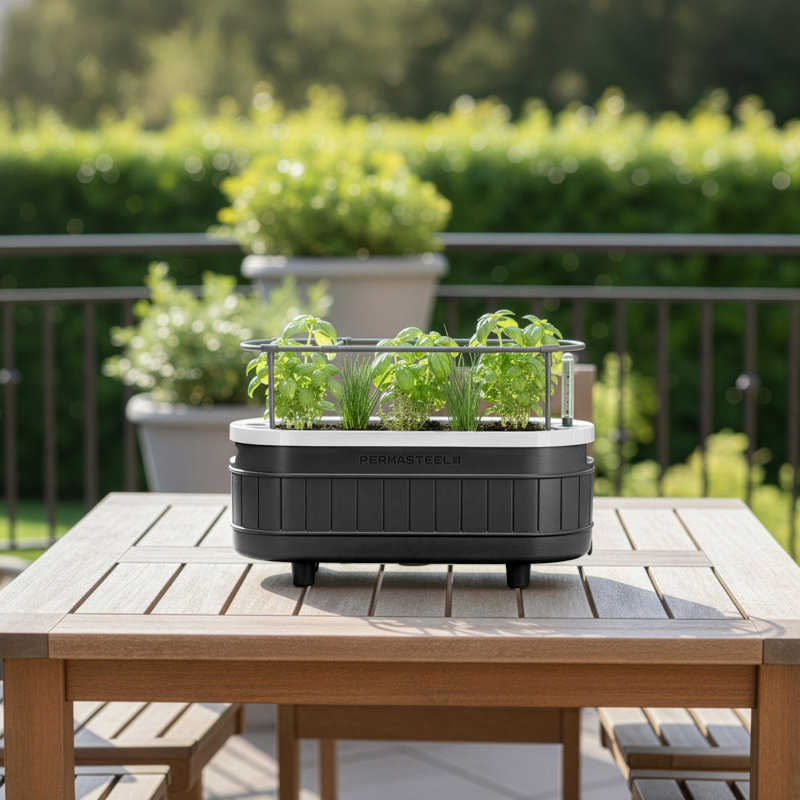 Mini pot à fleurs avec support Permasteel, noir, Noir