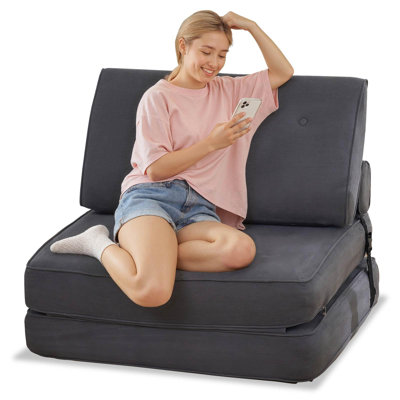 Foldable Multi-functional Bean Bag Sofa Bed: Plush Upholstered, Multi-scenario Compatible, Single Lounge Chair For Living Room & Bedroom