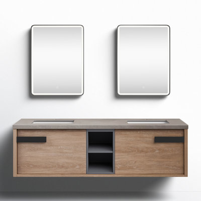 Breckan 72'' Double Bathroom Vanity with Mirror