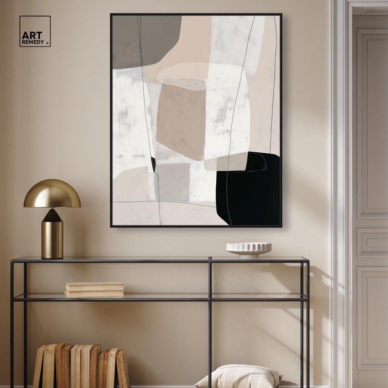 Décoration murale moderne Neutral Forms I par Art Remedy, H 21 po x l 21 po, Cadre flottant noir