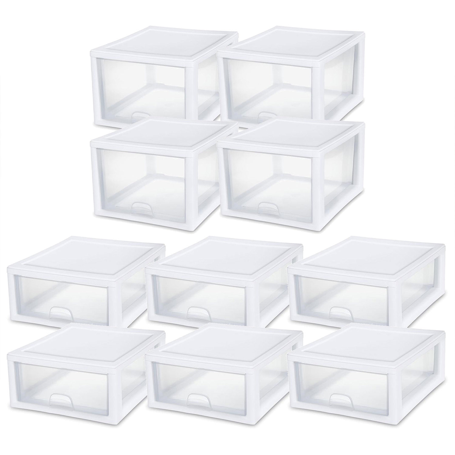 Sterilite 27 Qt (4 Pk) & 16 Qt (6 Pk) Stackable Plastic Storage Drawer  Container