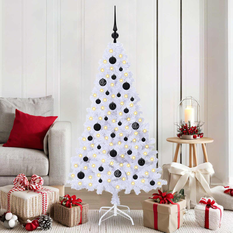 Lighted Artificial Christmas Tree, 150cm H, Black