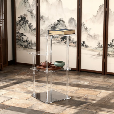 4-Tier Clear Acrylic Side Table With Modern Space-Saving Design, Easy Assembly For Living Room, Bedroom, And Office, Supports 20 Lbs Per Shelf