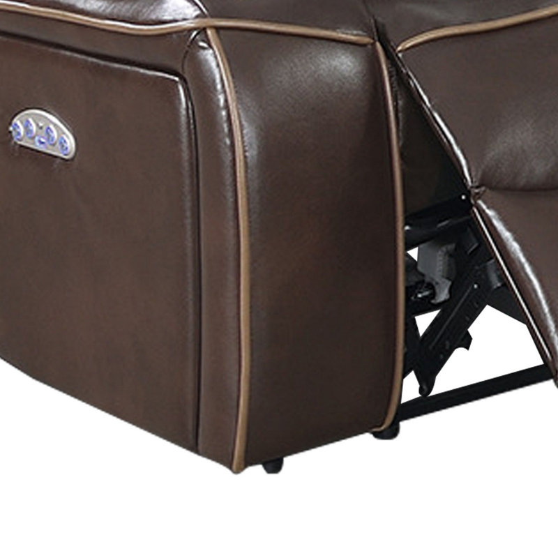 Saidel 37.75" Wide Power Standard Recliner, Brown Faux Leather