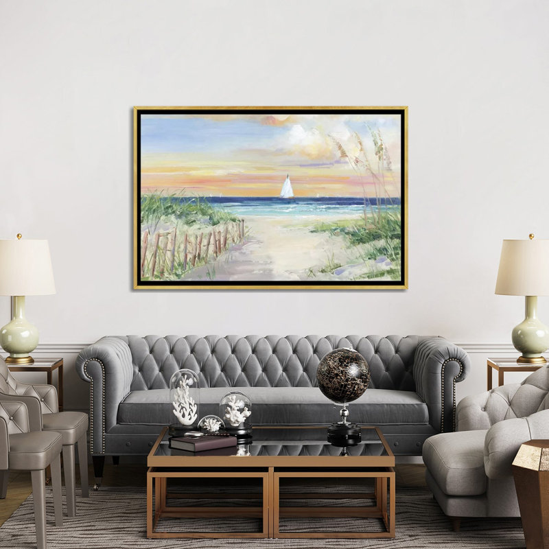 «Set Sail» par Sally Swatland - reproduction d'art, H 40 po x l 60 po x 1,5 po, Gold Framed, Pas de tapis