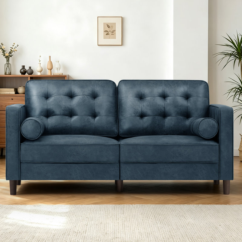 Canapé moderne en suède 66 po, Bleu