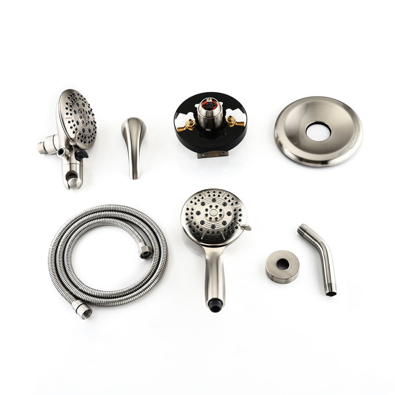 6-spray Patterns Rain Shower Head With Handheld - Fixed & Wall Mounted Brushed Nickel Fog Spray More 6, Brushed Nickel