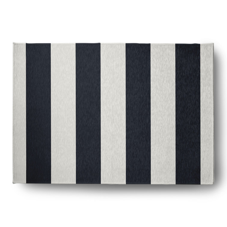 Lucene Striped Flatweave White/Navy Area Rug