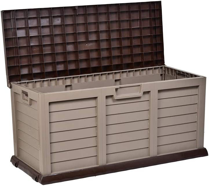 Samuel Alexander 141cm W 440L Plastic Lockable Storage Bench with Wheels in Brown