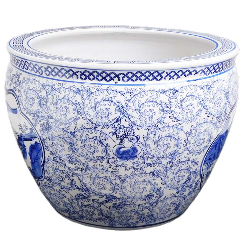 Paysage de pots de jardin en porcelaine bleue et blanche, H 6 po x l 8 po x P 8 po