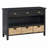 Retro Console Table with 3 Storage Drawers, Entryway Table with 3 Water Hyacinth Woven Baskets-671686718