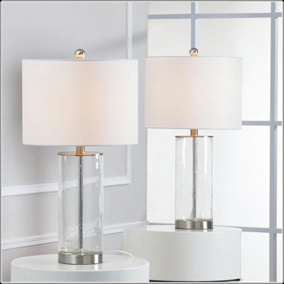 23.25" Clear Glass Table Lamps Set of 2 with Bubble Glass Body and 3-Way Dimmable Switch, Ideal for Living Room, Bedroom, Office, and Study