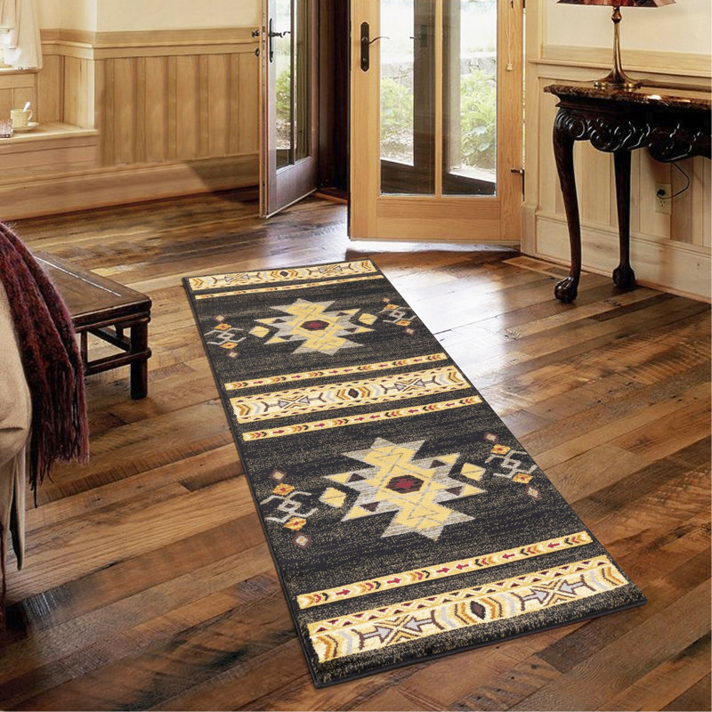 Tapis noir Southwest, Rectangle 5 pi 3 po x 7 pi 3 po