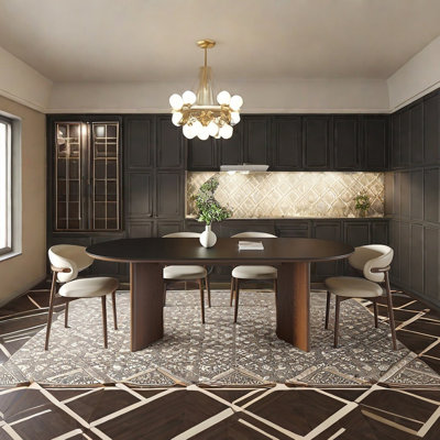 Retro Oval Dining Table with Rock Board