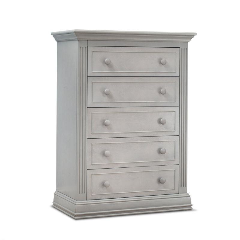 Providence 5-Drawer Solid Wood Chest , Stone Gray