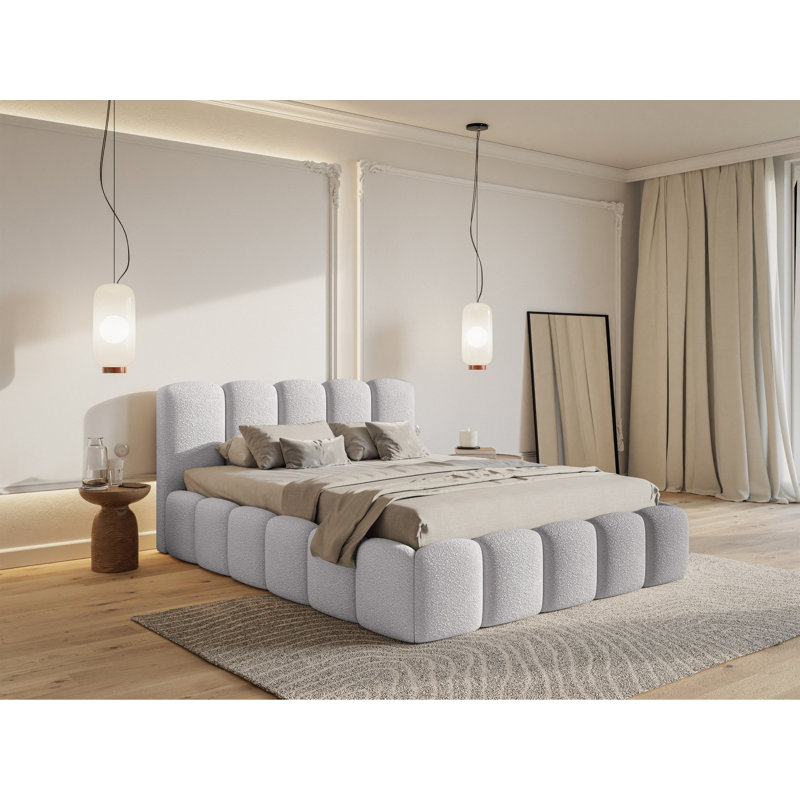 Denell Upholstered Bed, Gray/Yellow, 140 x 200cm