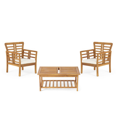 Zehorit Acacia 2 - Person Patio Conversation Set with Cushions