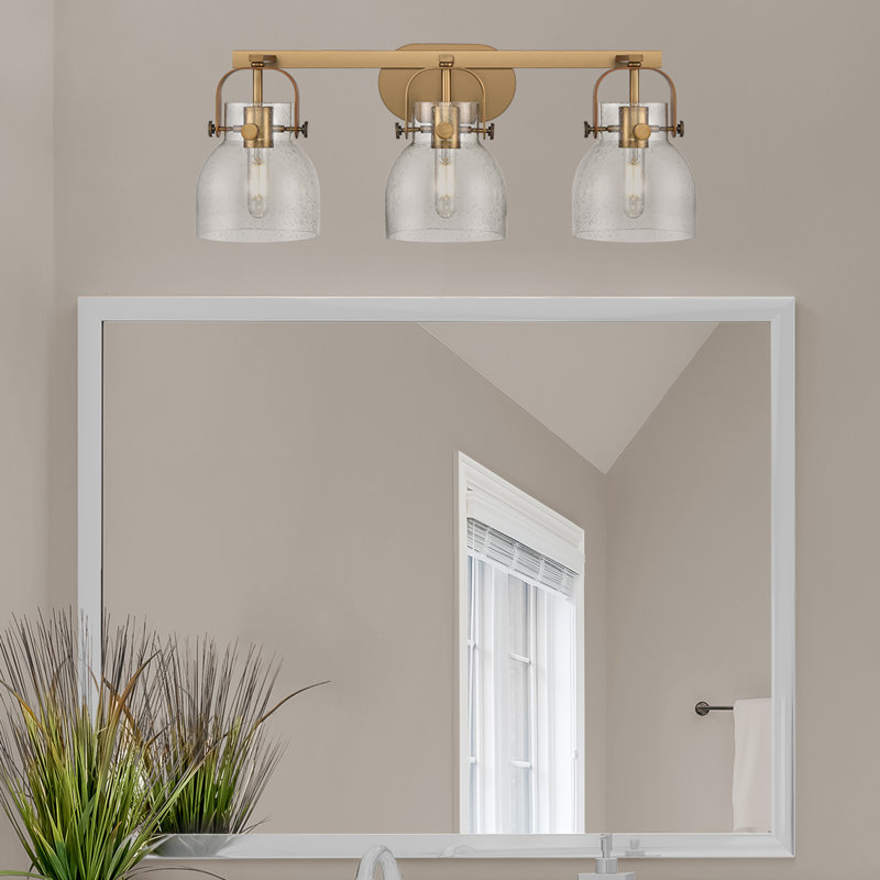 Luminaire de meuble-lavabo mural 4 po 6 lumières Slovan, Laiton brossé, Bullé, Trois lumières