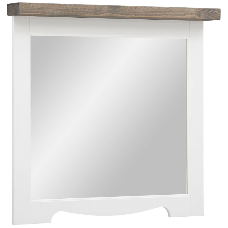 Wood Framed Wall Mounted Bathroom/Vanity Mirror, White/Grey