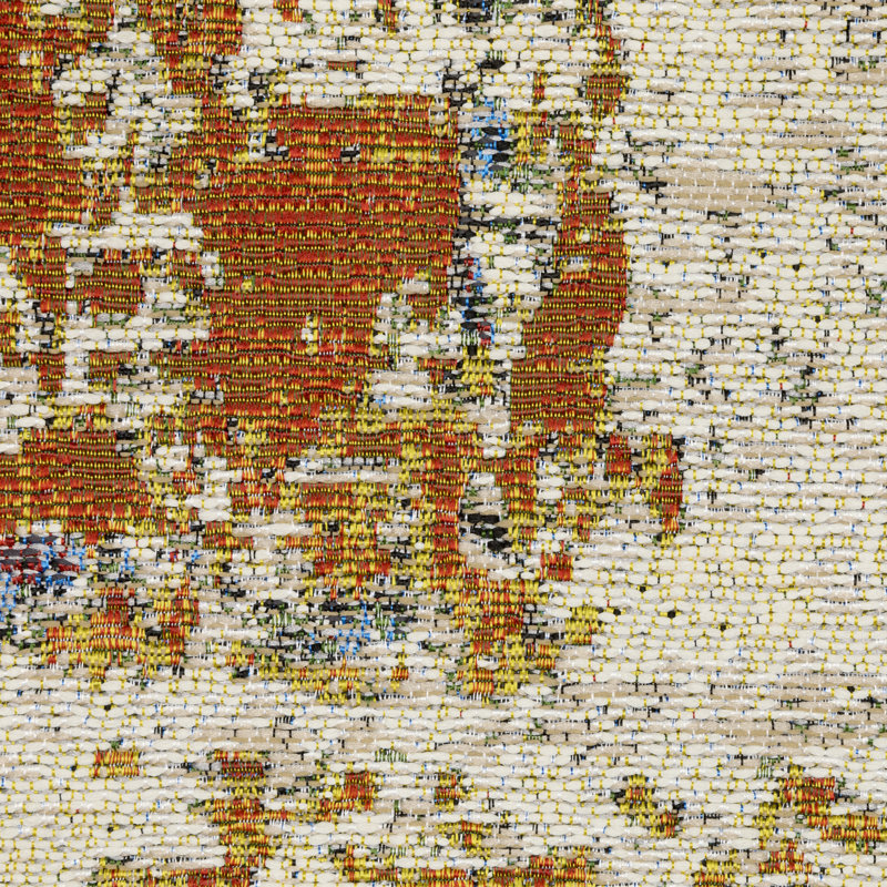 Arjay Distressed Elements Abstract Beige/ Orange Indoor-Outdoor Rug, Rectangle 5'3" x 7'7"