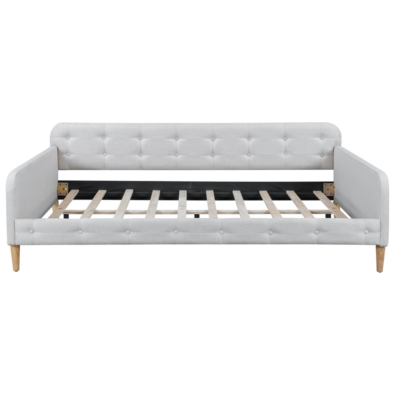 Upholstered Daybed with 4 Support Legs, Beige, Full / Double