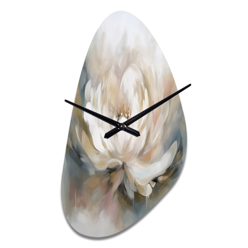 Aichinger White Lotus Floral Melody - Lotus, horloge murale asymétrique en métal, impression d'horloge murale moderne, Médium
