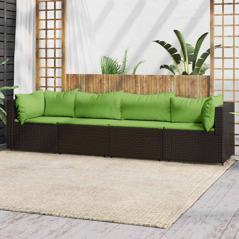 Patio Sectional Set with Cushions, No, Brown, Green
