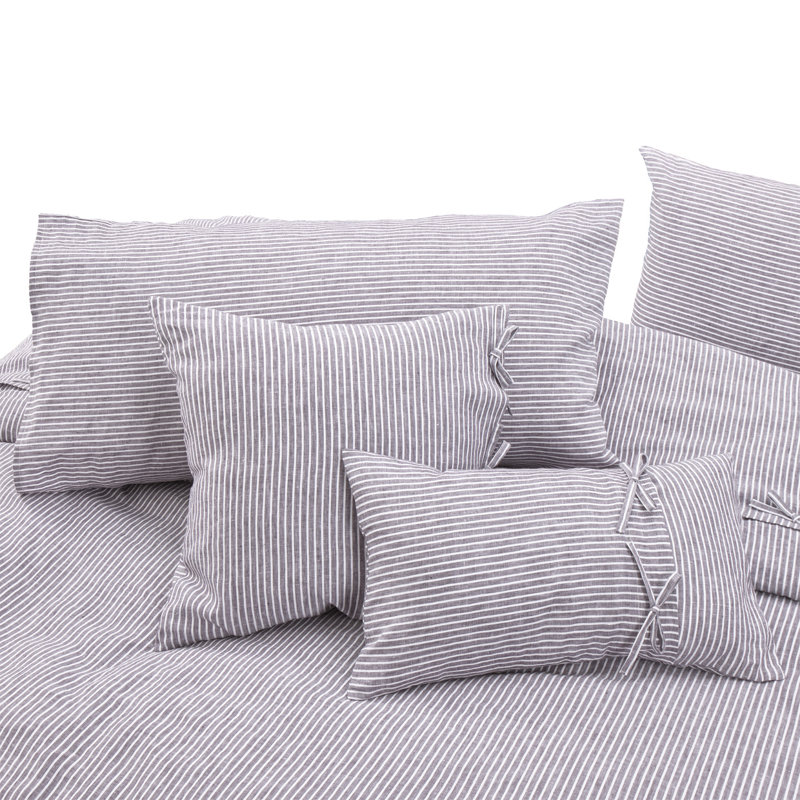 Grant Linen Duvet Cover Set, King Duvet Cover + 2 King Shams + 2 Throw Pillows, Charcoal Gray