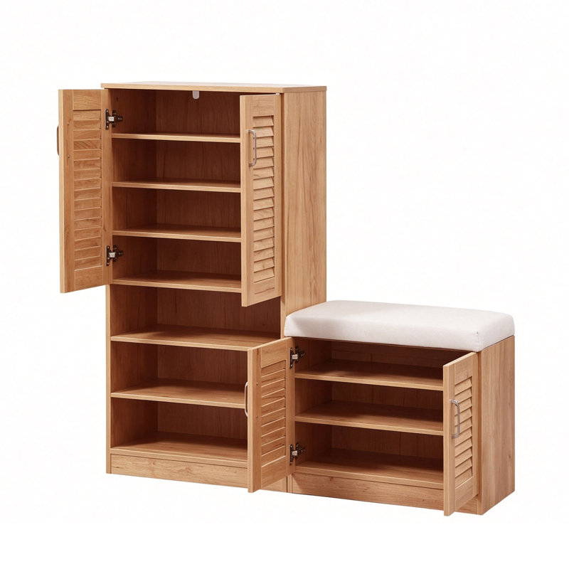 Armoire de rangement multifonctionnelle pour chaussures avec banc et compartiments réglables pour un vestibule organisé