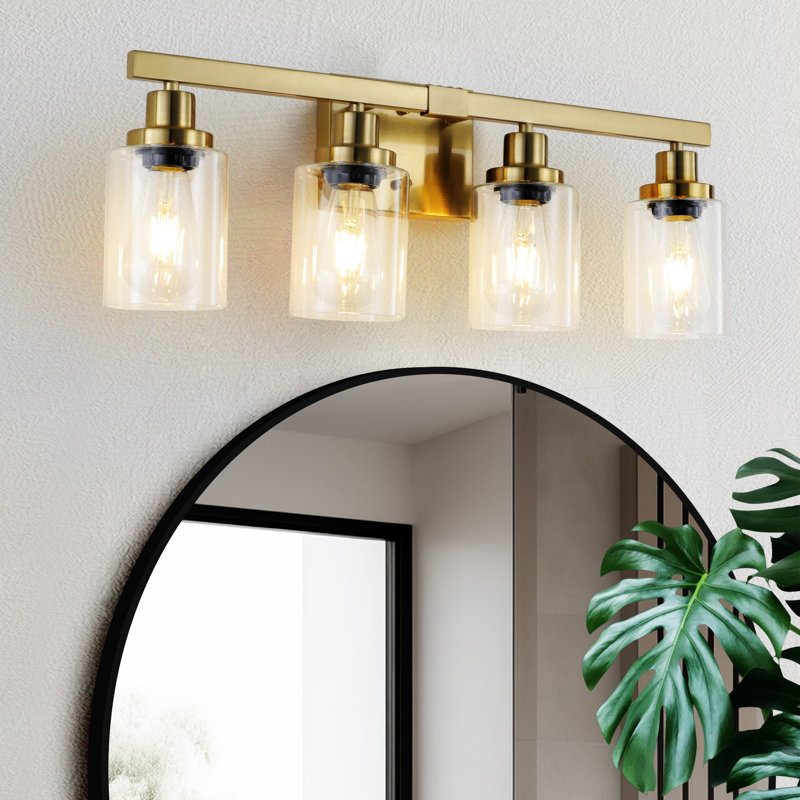 24" Modern 4-Light Bathroom Vanity Light Fixture, Golden