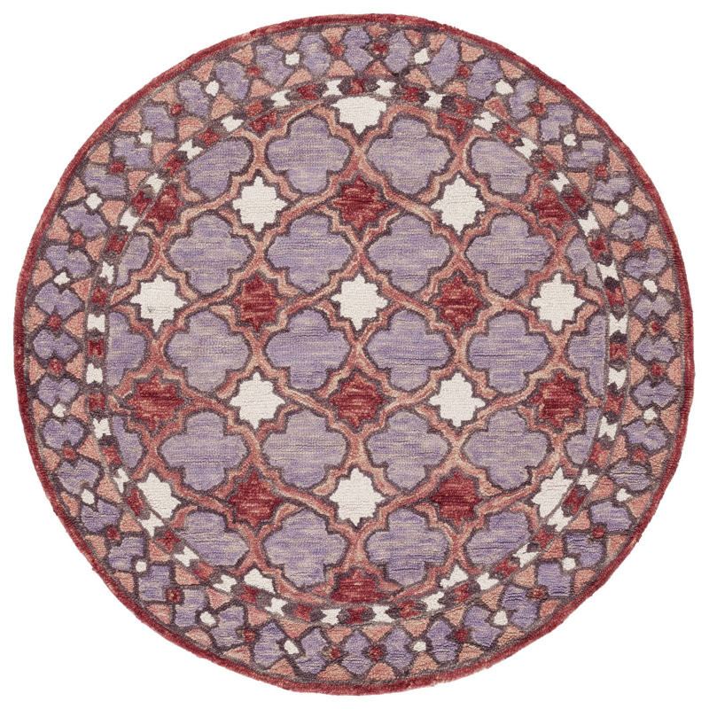 Hand Tufted Wool/Cotton Oriental Rug in Red/Pink, Round 5'