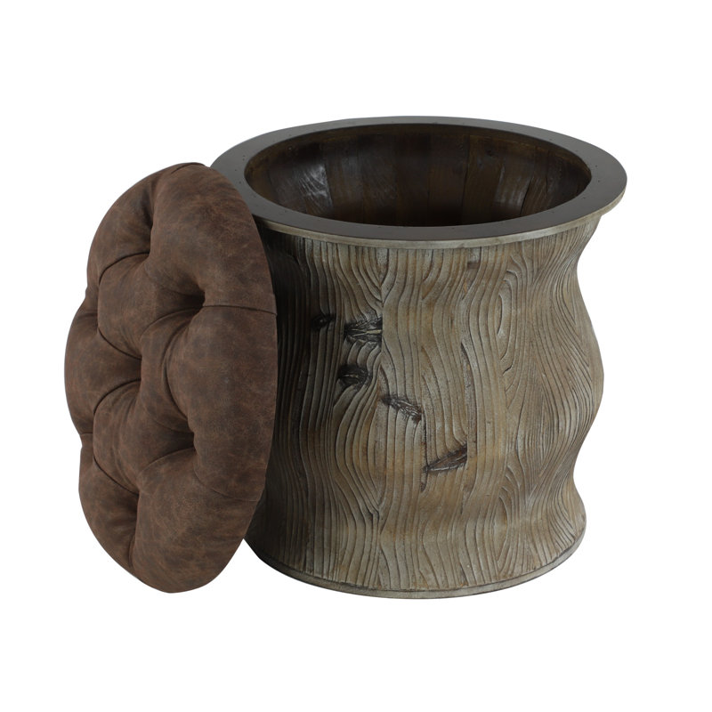 Repose-pieds de rangement rond 17 po Tolleson, Brun