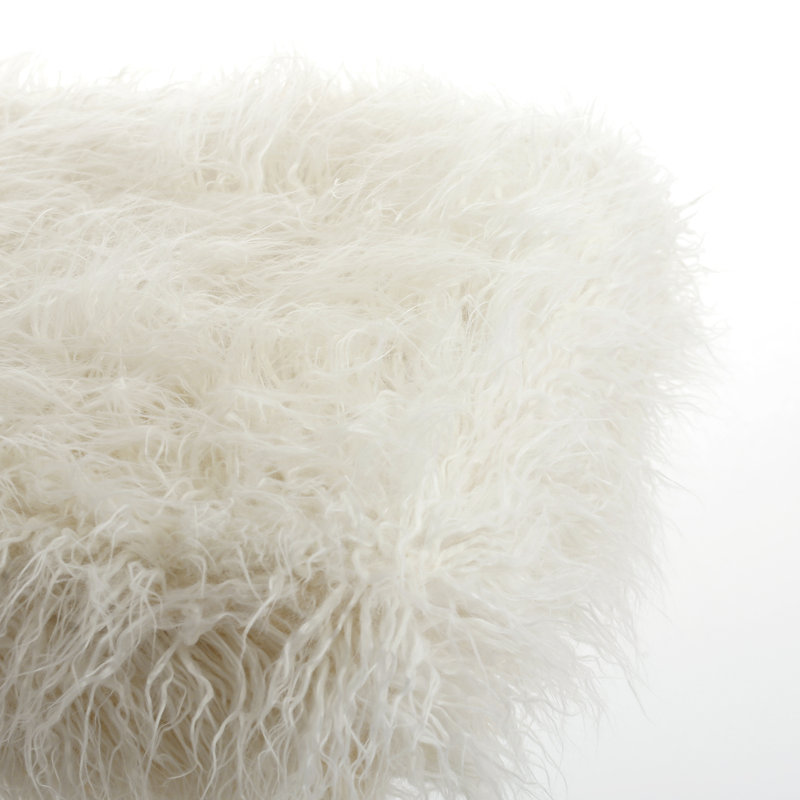 Tabouret en fausse fourrure d'agneau, Blanc