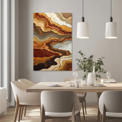 Art mural sur toile encadré en 2 dimensions, paysage abstrait, motifs de roches superposées, expressionnisme abstrait, reproduction d'art sur toile, décoration murale, cadeau idéal, prêt à accrocher
