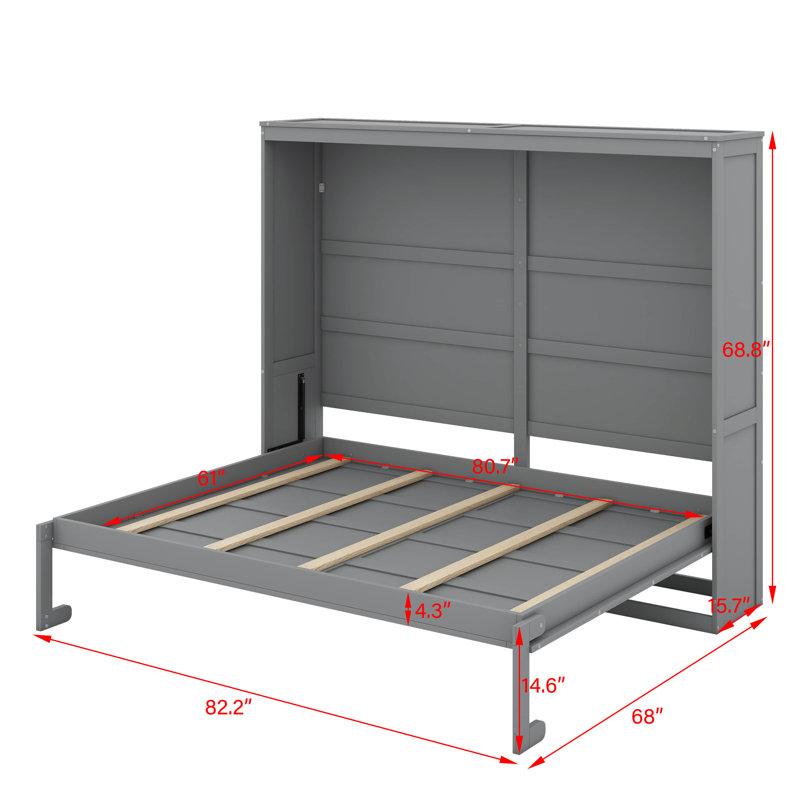 Queen Size Murphy Bed Wall Bed, Gray, Queen