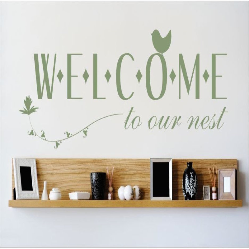 Décalcomanie murale welcome to the nest, H 8 po x l 20 po x P 0,16 po, Vert