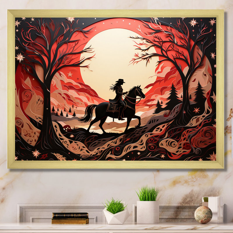 Western Wild West Abstract Show - reproduction sur toile, H 12 po x l 20 po x P 1 po, Cadre doré à une seule photo