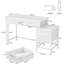 Bureau d'ordinateur 51 po réversible avec 5 tiroirs et classeur, bureau à domicile rustique avec support pour imprimante, table d'écriture industrielle avec rangement pour petits espaces, blanc-123406486