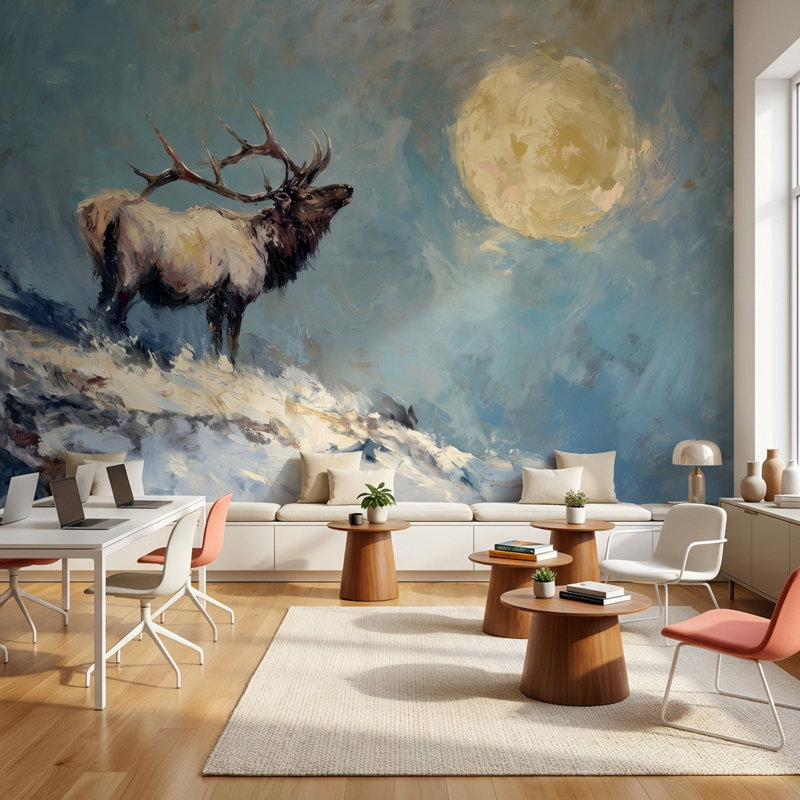 Papier peint mural Elk Landscape, Peler et coller, 200 po x 120 po