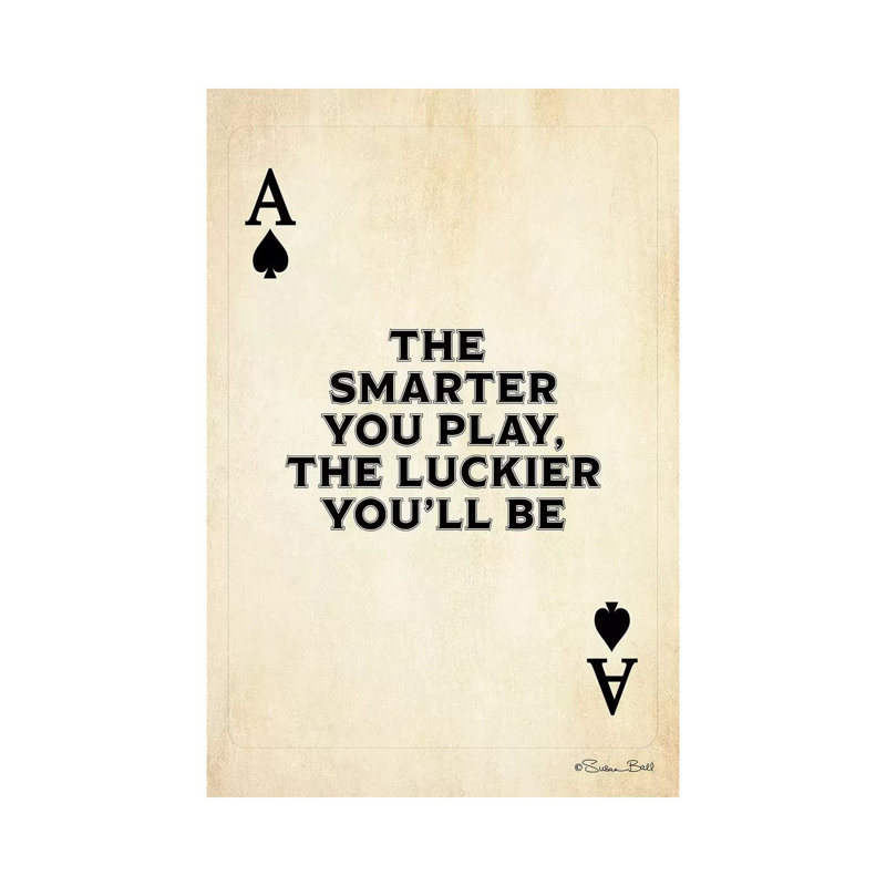 «Ace of Spades» par Susan Ball - Art textuel sur toile tendue, H 12 po x l 8 po x P 0,75 po