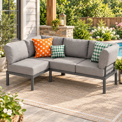 4-Person Modular Aluminum Patio Sectional, Grey
