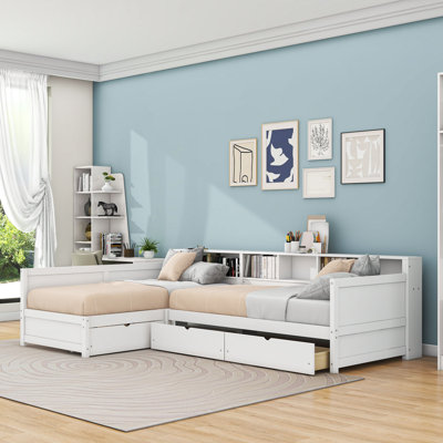 Daybed with 3 Drawers and Bookshelf