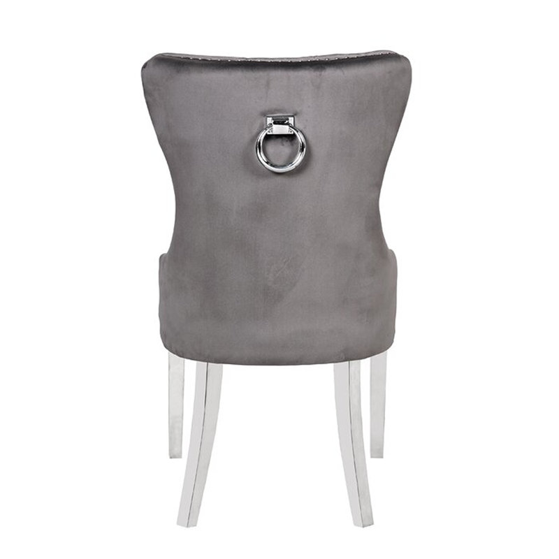 Chaise Bhatari Erica avec pieds en acier inoxydable, Gris foncé