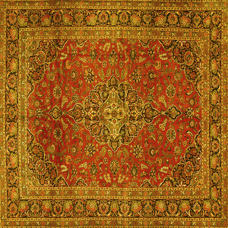 Tapis traditionnels jaunes 2228, Carré 4 pi