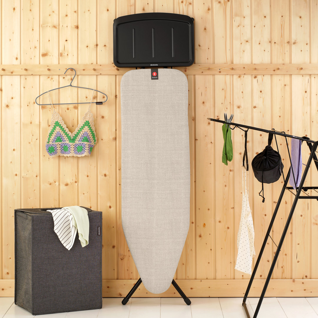 Brabantia Ironing Board B, 124x38cm - Denim Grey | 100% Fairtrade Cotton | For Steam Generator Irons | Large Metal Steam Unit Holder | Stable & Anti-Wobble FramE | Foldable with Adjustable Height - Image 2