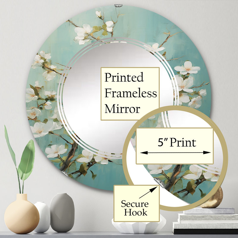 Lovage - Miroir mural floral rond, 24 po x 24 po