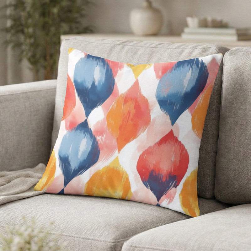 Coussin décoratif moderne Modern - coussin scandinave bleu et orange, H 16 po x l 16 po