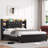 Upholstered Platform Bed, LED Bed Frame with Charging, Storage Headboard-2083645325-2083813086
